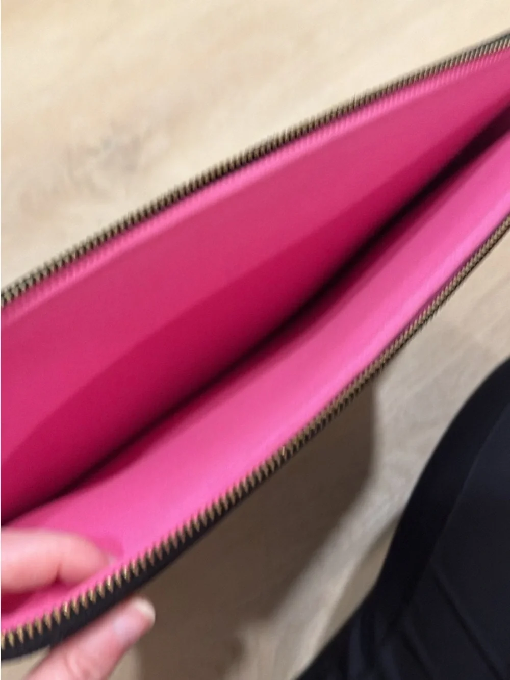 kate spade Black Leather Laptop Sleeve with Gold Logo